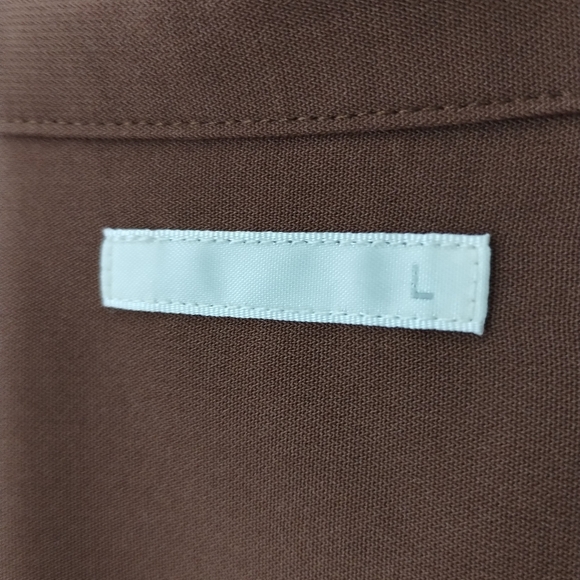 GU Global Men's Brown Polyester Button Down Casual Dress Shirt - Size L - Picture 6 of 11